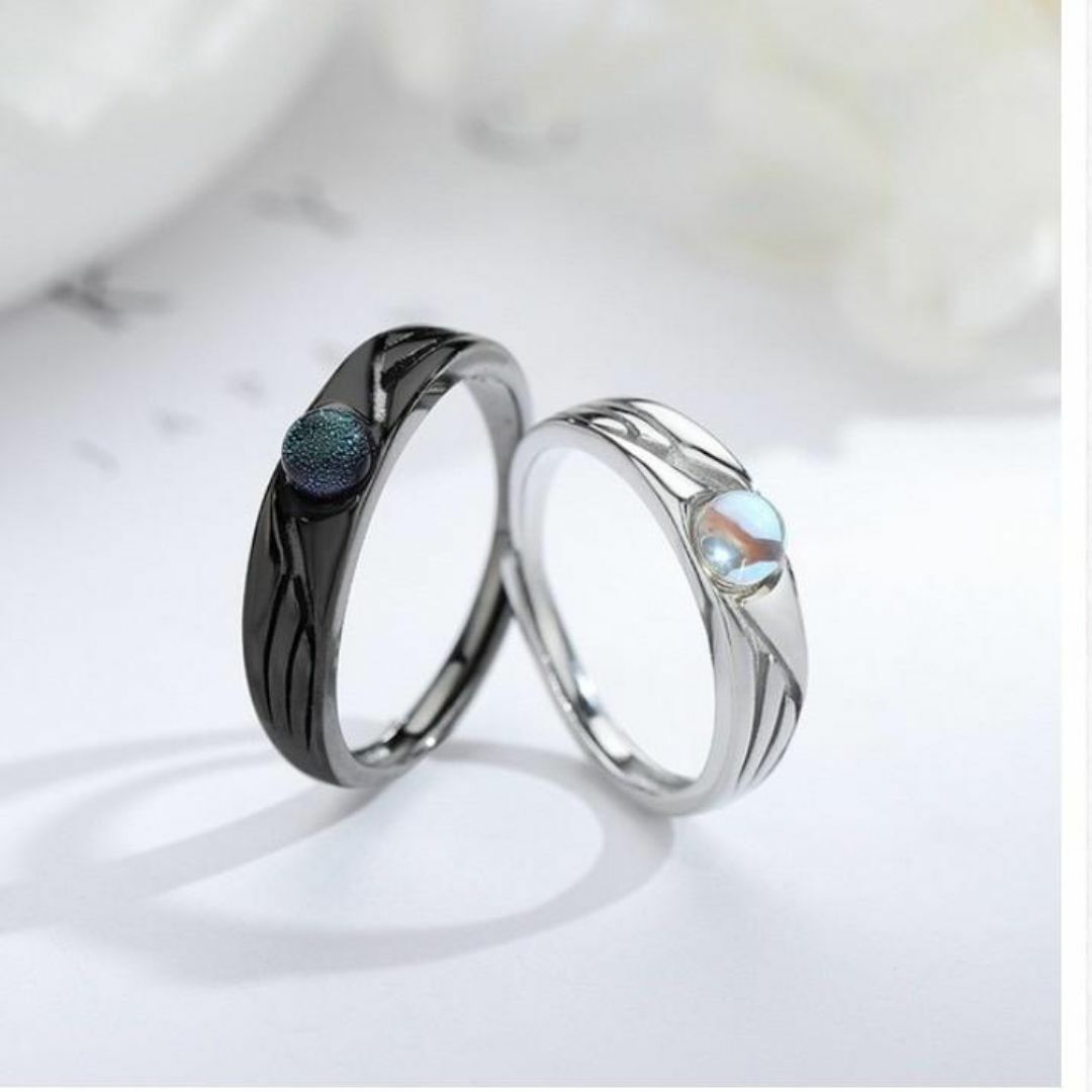 2色セット　シルバー　リング　ストーン　指輪　レディース　メンズ　天然石 レディースのアクセサリー(リング(指輪))の商品写真