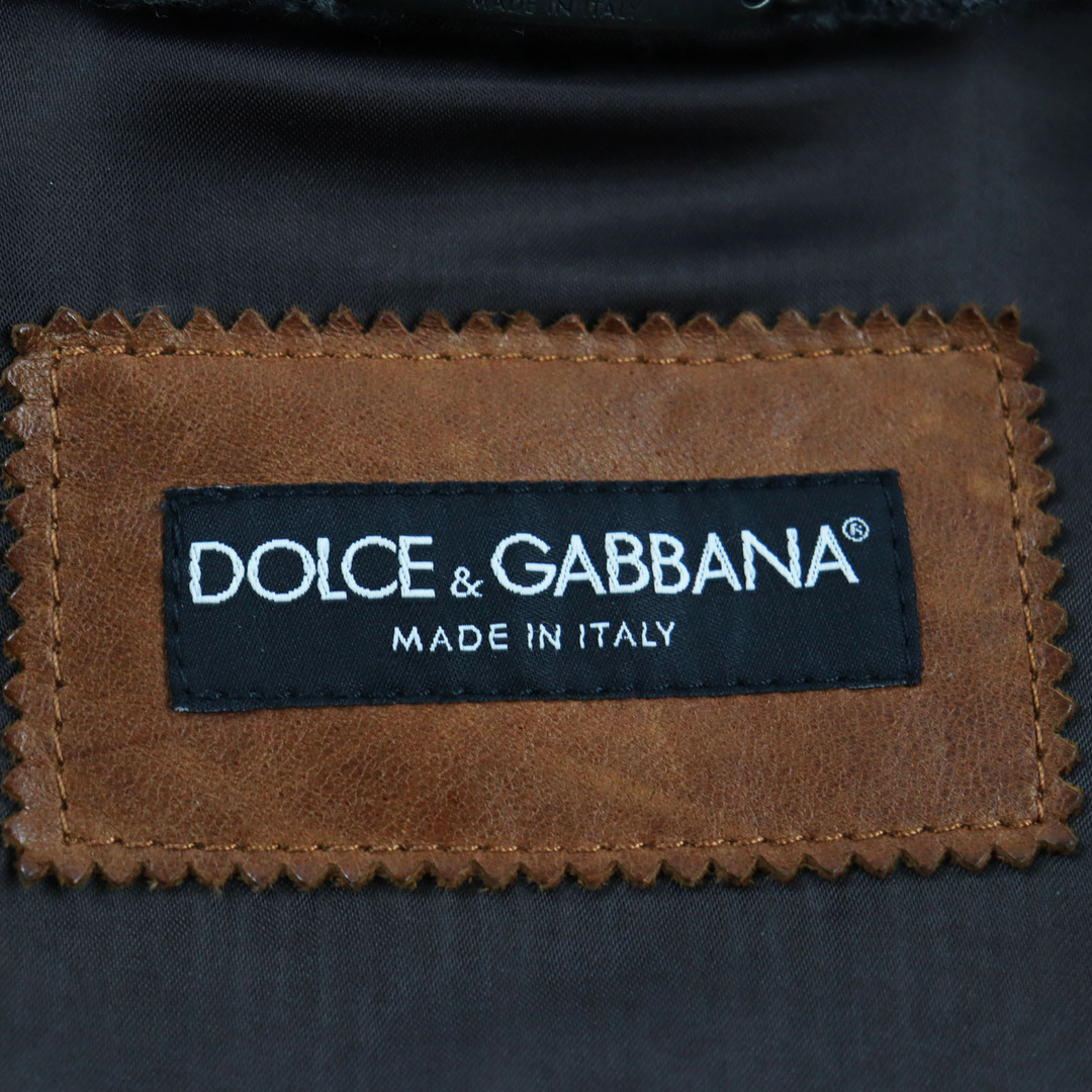 DOLCE&GABBANA(ドルチェアンドガッバーナ)の良品●DOLCE&GABBANA ドルチェ＆ガッバーナ 黒タグ ニット切り替え レザージャケット ブラウン 46 ハンガー・ガーメント付き イタリア製 正規品 メンズ メンズのジャケット/アウター(レザージャケット)の商品写真