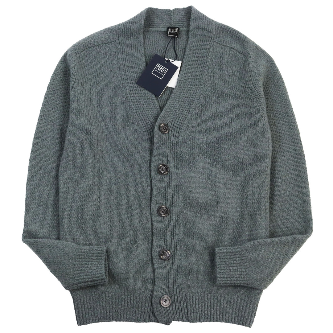 未使用品●FEDEL フェデリ 4UI08163 CARDIGAN ML. SOFT CH NO TASCH カシミヤ100％ ニットカーディガン グリーン 44 イタリア製 正規品 メンズ メンズのトップス(カーディガン)の商品写真