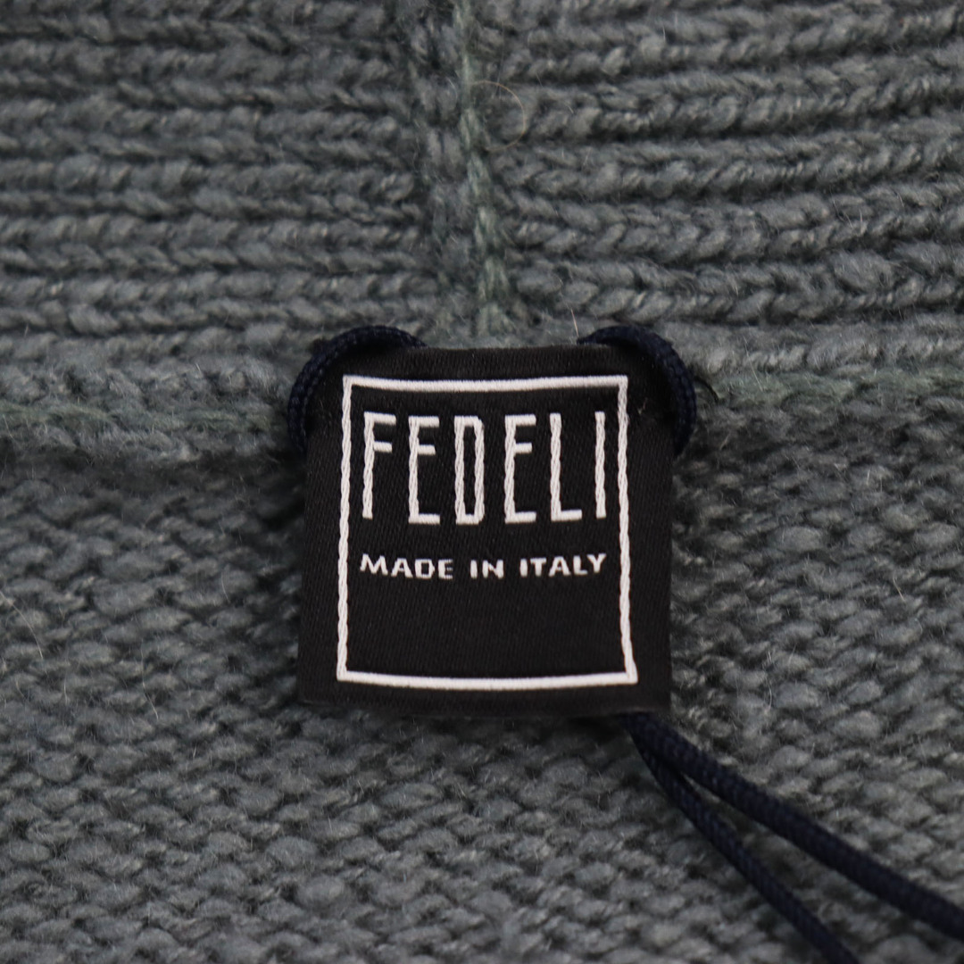 未使用品●FEDEL フェデリ 4UI08163 CARDIGAN ML. SOFT CH NO TASCH カシミヤ100％ ニットカーディガン グリーン 44 イタリア製 正規品 メンズ メンズのトップス(カーディガン)の商品写真