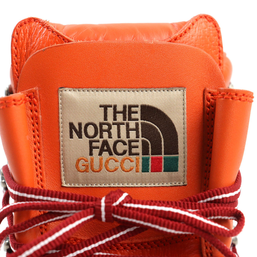 Gucci(グッチ)の未使用品○GUCCI グッチ THE NORTH FACE ザ・ノースフェイス 679914 GGキャンバス ラバーソール メタルアイレット レースアップ トレッキングブーツ/マウンテンブーツ オレンジ系 9 イタリア製 メンズ メンズの靴/シューズ(ブーツ)の商品写真