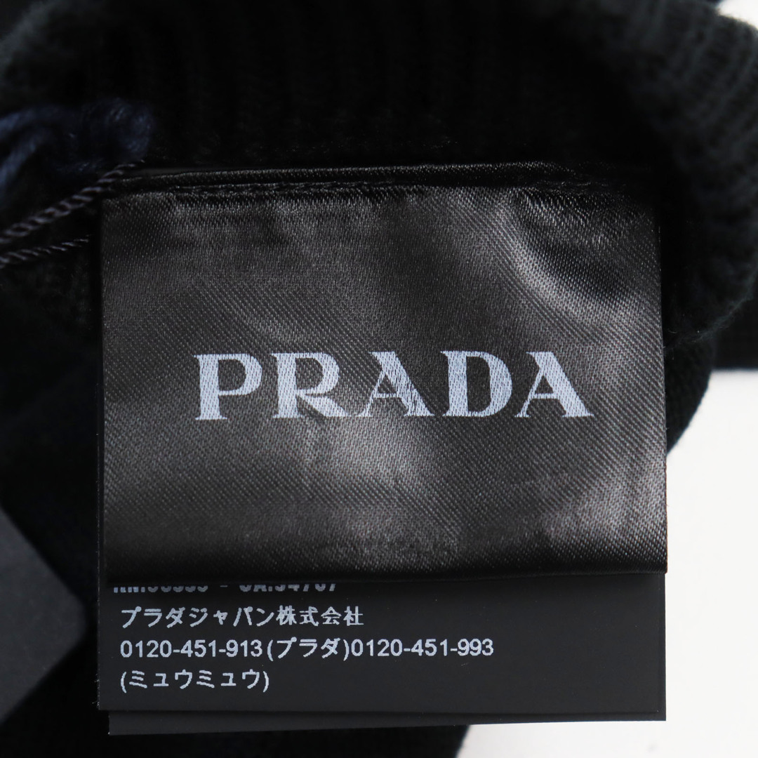 PRADA(プラダ)の未使用品○PRADA プラダ 2018年製 DNA615 コットン100% ロゴタグ付き ニットグローブ 手袋 ブラック S (64cm) イタリア製 正規品 メンズ メンズのファッション小物(手袋)の商品写真