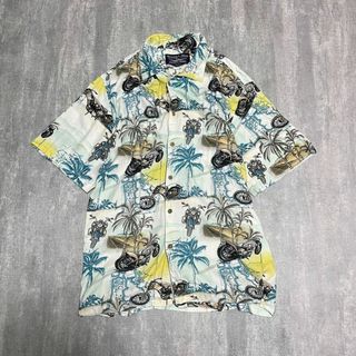 ナチュラルヴィンテージ(natuRAL vintage)の半袖シャツ アート 総柄 コットン 綿 レーヨン XXL(シャツ)