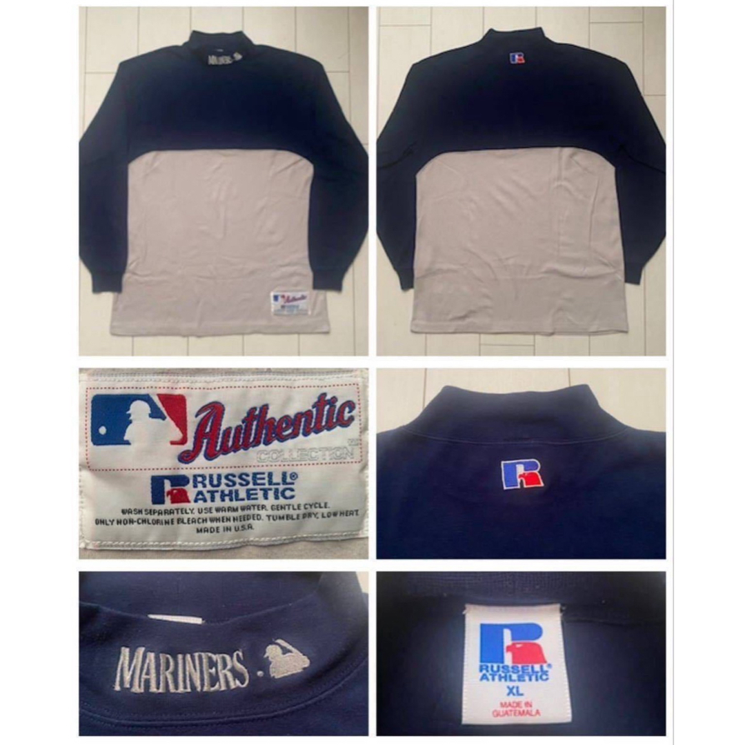 MLB(メジャーリーグベースボール)の90s USA製 MLB マリナーズ 刺繍 ハイネック シャツ ロンT XL メンズのトップス(Tシャツ/カットソー(七分/長袖))の商品写真