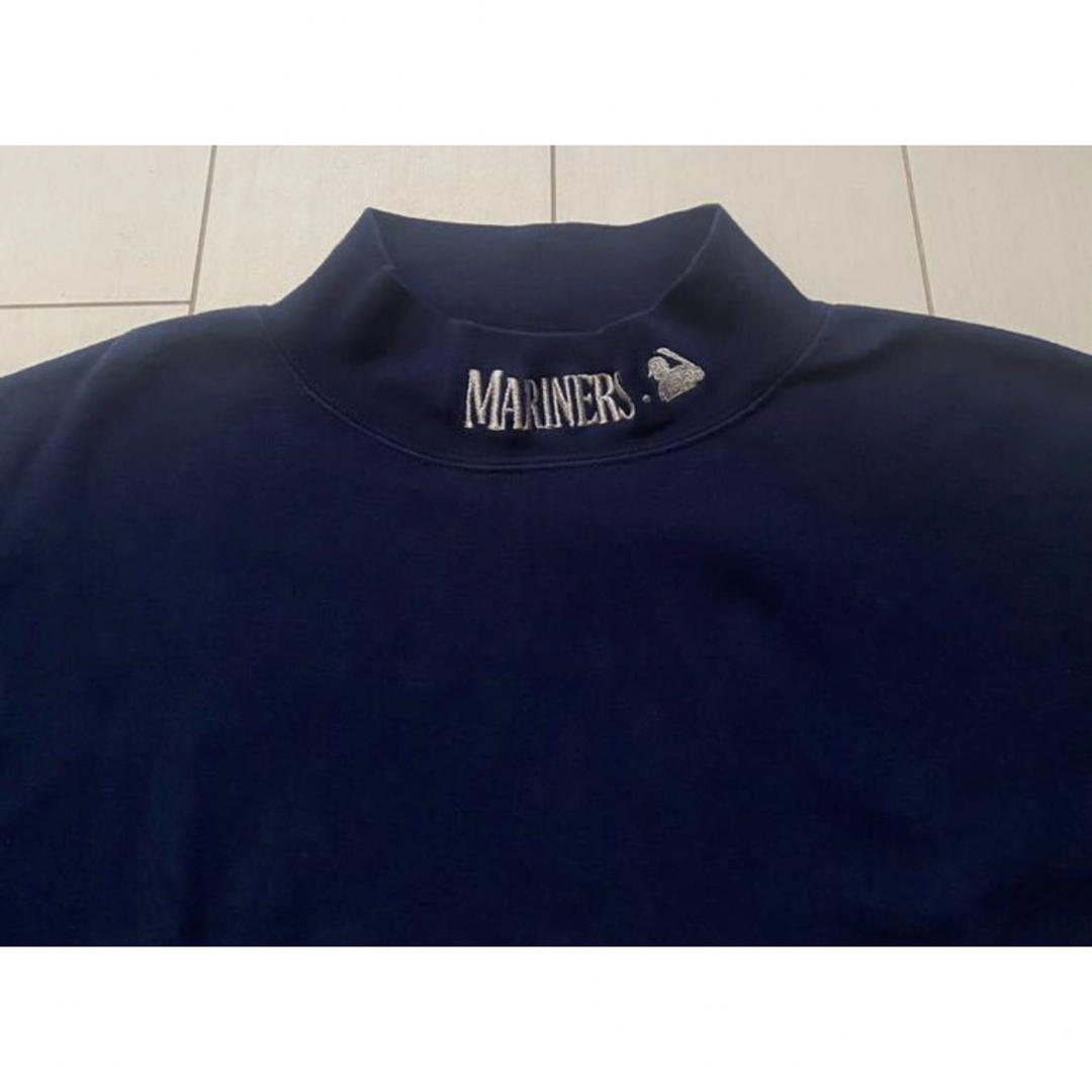 MLB(メジャーリーグベースボール)の90s USA製 MLB マリナーズ 刺繍 ハイネック シャツ ロンT XL メンズのトップス(Tシャツ/カットソー(七分/長袖))の商品写真