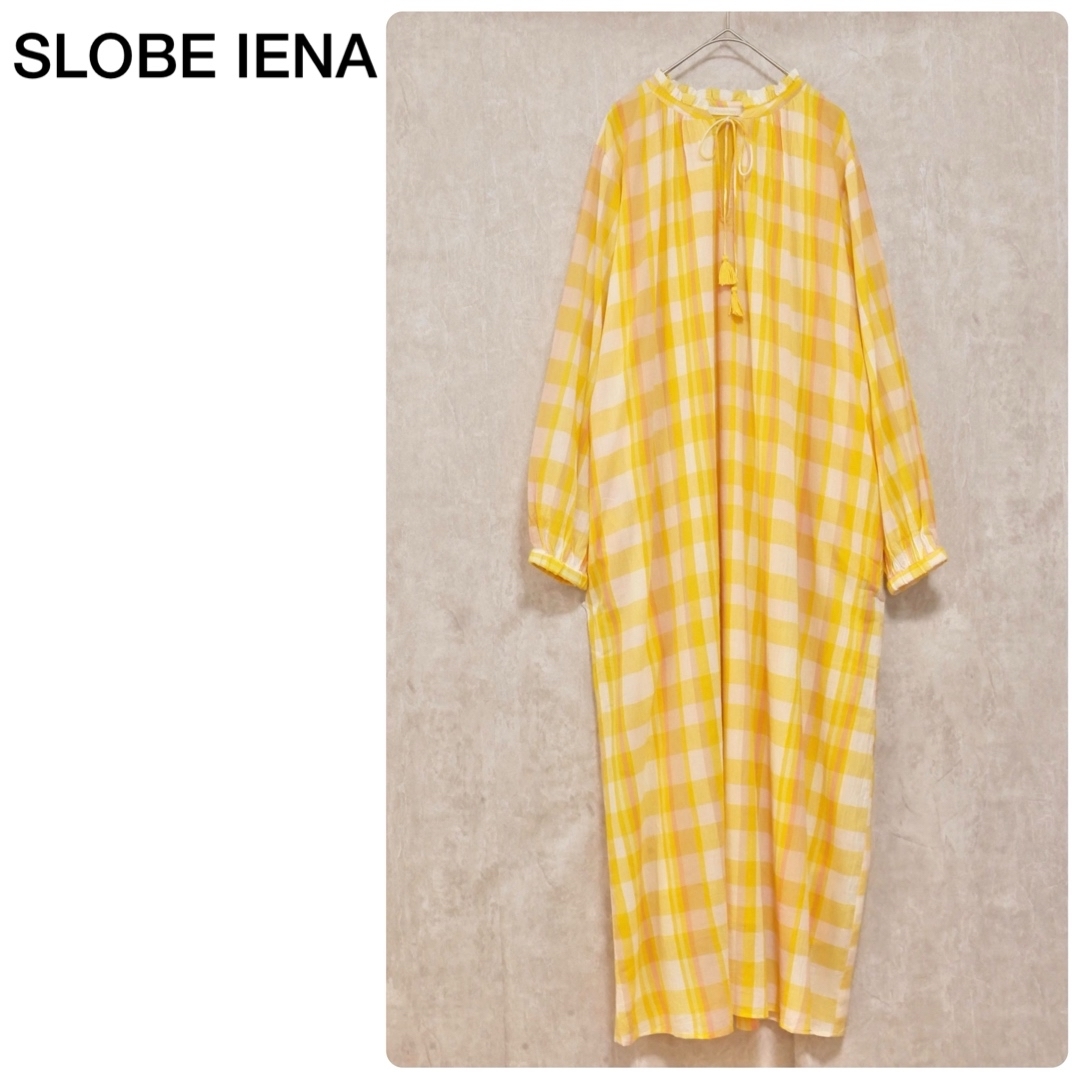 SLOBE IENA(スローブイエナ)のSLOBE IENA pondichery チェック柄ロングワンピース レディースのワンピース(ロングワンピース/マキシワンピース)の商品写真