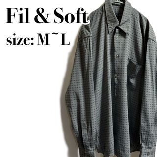 ヴィンテージ(VINTAGE)のFil&Soft 総柄　柄シャツ　レトロ　幾何学　ヴィンテージ　海外古着(シャツ)