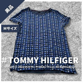 トミーヒルフィガー(TOMMY HILFIGER)の【美品】トミーヒルフィガー Tシャツ・カットソー 半袖 M 青 ✓4251(Tシャツ(半袖/袖なし))