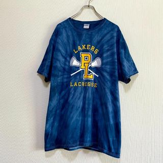 ヴィンテージ(VINTAGE)のアメリカ古着　ラクロス　タイダイ　半袖　Tシャツ　プリント　Lサイズ 　I178(Tシャツ/カットソー(半袖/袖なし))