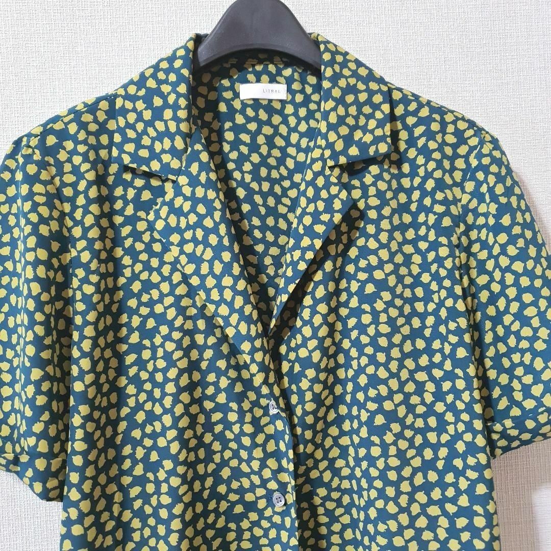 リトラル　リボン付き　半袖ブラウス　シャツブラウス　ブラウス　半袖シャツ　シャツ レディースのトップス(シャツ/ブラウス(半袖/袖なし))の商品写真