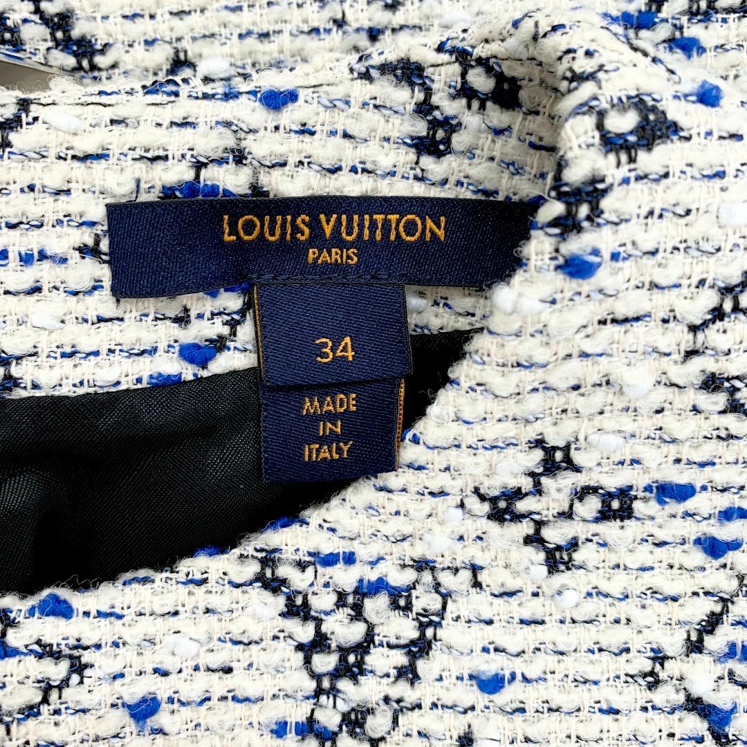 LOUIS VUITTON(ルイヴィトン)の7203 ヴィトン ワンピース ノースリーブ モノグラム ツイード ホワイト レディースのワンピース(ミニワンピース)の商品写真