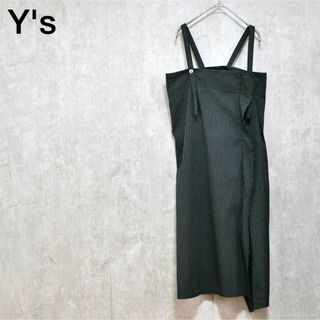 ワイズ(Y's)のY's ストライプコットン ストラップワンピース(ロングワンピース/マキシワンピース)