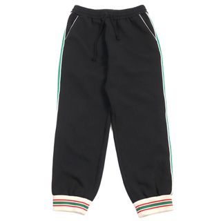 【ドンドン見直し】極美品○GUCCI グッチ 2022年製 663569 XJDE9 GGジャージージャカード ジョギングパンツ ビッグGGジャガード ウェブライン リブ切替 ジョガーパンツ/トラックパンツ/イージーパンツ ブラック系 M イタリア製 正規品 メンズ