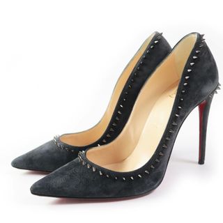 クリスチャンルブタン(Christian Louboutin)の美品◎Christian Louboutin クリスチャンルブタン スウェード スパイク ポインテッドトゥ パンプス チャコールグレー 36.5 イタリア製 レディース(ハイヒール/パンプス)