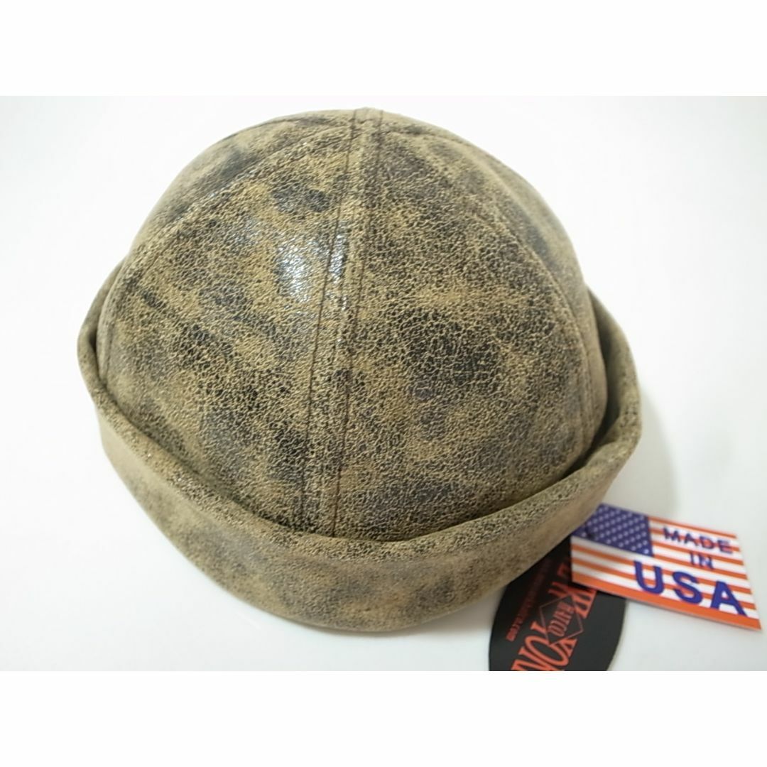 NEW YORK HAT(ニューヨークハット)のUSA製Antique Leather Thugビンテージショートワッチ茶M新品 メンズの帽子(その他)の商品写真