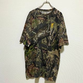 ミリタリー(MILITARY)のアメリカ古着　リアルツリー　総柄　半袖　Tシャツ　プリント　XLサイズ　I215(Tシャツ/カットソー(半袖/袖なし))