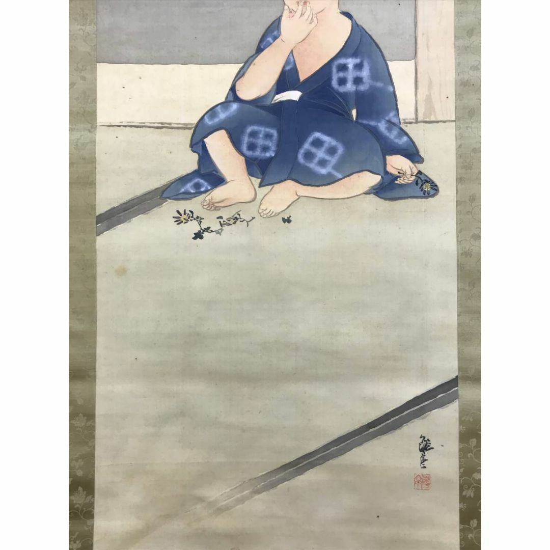 真作】関田華亭/子供の図/人物図/掛軸☆宝船☆AD-554 美術 真作】関田華亭/子供の図/人物図/掛軸☆宝船☆AD-554 美術