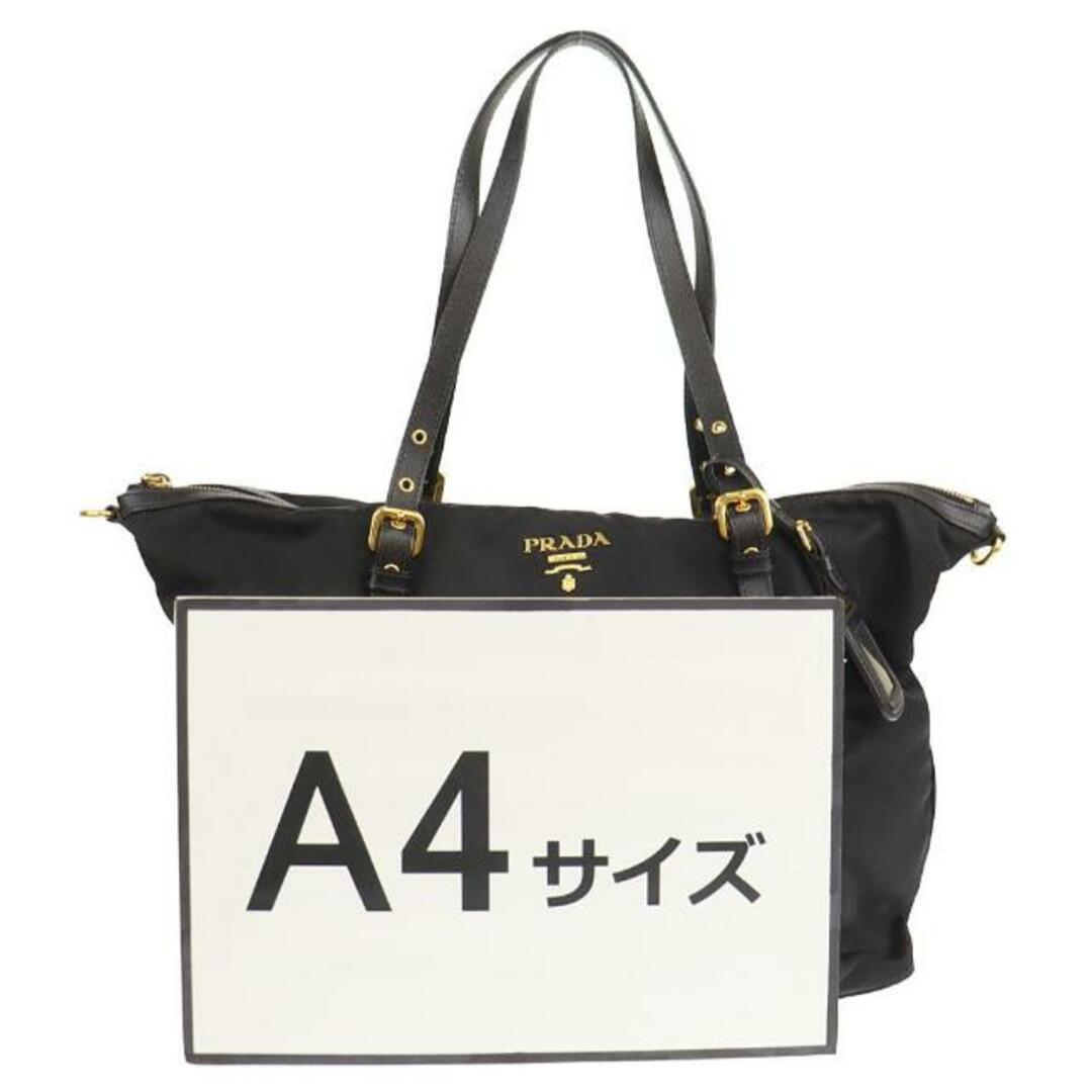 PRADA(プラダ)のプラダ トートバッグ BR4253 中古 ブラック ナイロン レザー PRADA 【中古】 | ショルダーバッグ カバン ブランド レディース バック ファッション 黒 ロゴ シンプル ABランク レディースのバッグ(トートバッグ)の商品写真