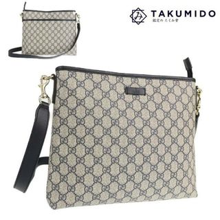 グッチ(Gucci)のグッチ ショルダーバッグ 388924 中古 GGスプリーム ネイビー コーティングキャンバス レザー GUCCI 【中古】 | シンプル カバン メンズ ファッション ブランド バック ABランク(ショルダーバッグ)