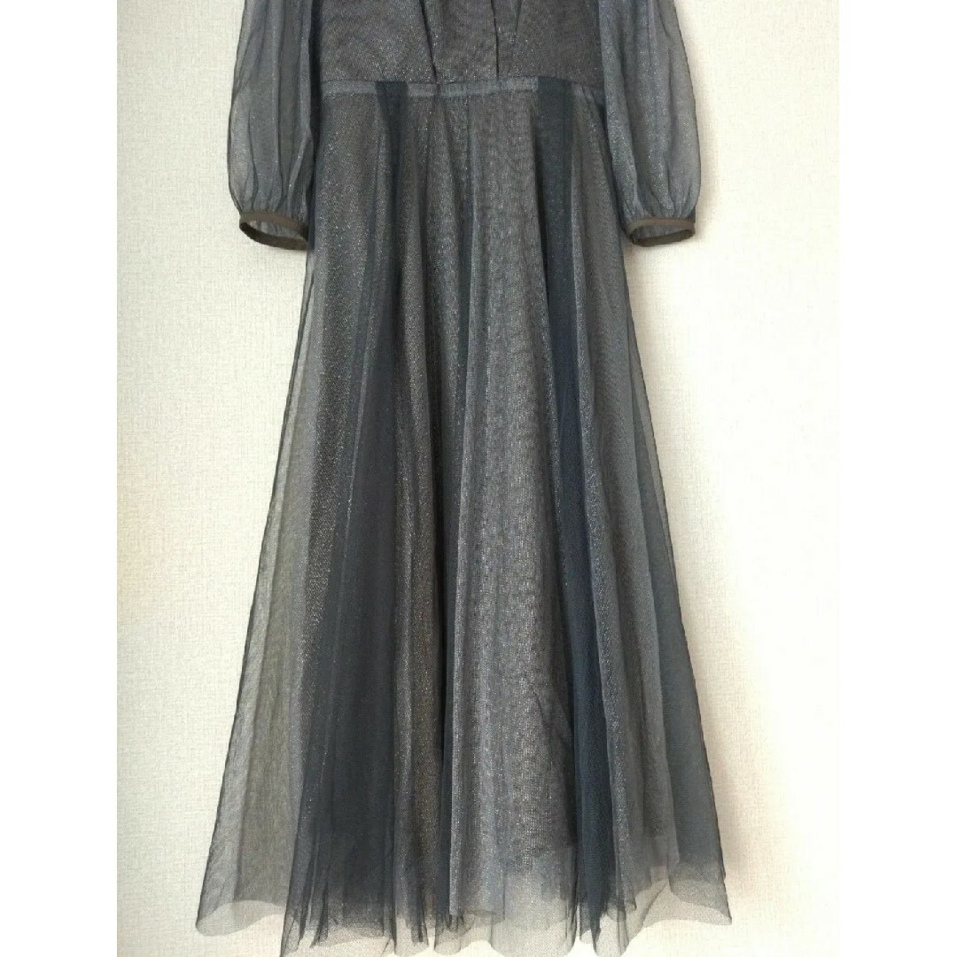 ビスチェ風トップス ラメチュール結婚式ワンピース ドレス　Ｍサイズ　38 レディースのフォーマル/ドレス(ロングドレス)の商品写真