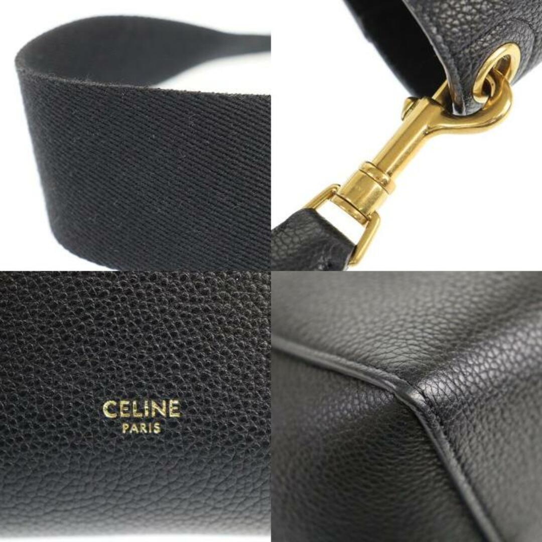 celine(セリーヌ)のセリーヌ ショルダーバッグ サングルバケット スモール 中古 ブラック レザー CELINE 【中古】 | シンプル 黒 バック ロゴ レディース ファッション カバン ブランド Aランク レディースのバッグ(ショルダーバッグ)の商品写真