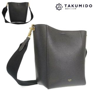 celine - セリーヌ ショルダーバッグ サングルバケット スモール 中古 ブラック レザー CELINE 【中古】 | シンプル 黒 バック ロゴ レディース ファッション カバン ブランド Aランク