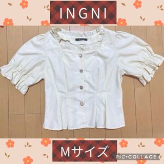 イング(INGNI)の【INGNI】  ブロードいろいろボタンペプラムトップス（Mサイズ）(シャツ/ブラウス(半袖/袖なし))