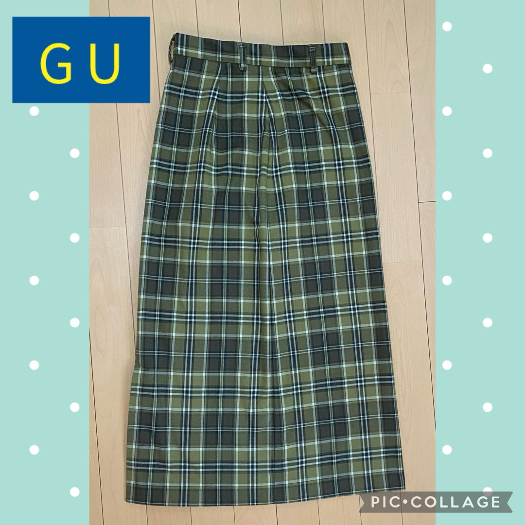 GU(ジーユー)の【GU】チェックナロースカート （Sサイズ／グリーン） レディースのスカート(その他)の商品写真