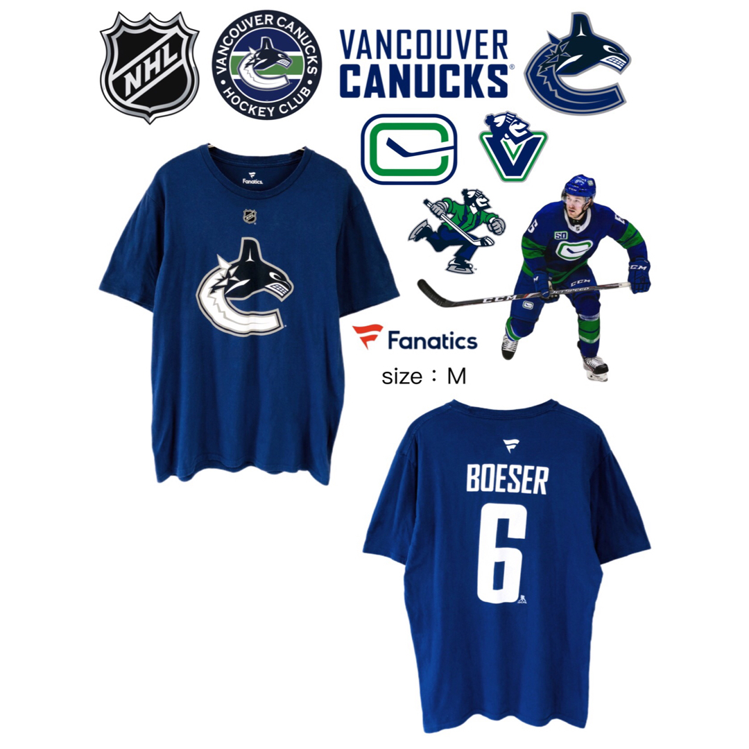 fanatic(ファナティック)のNHL　バンクーバーカナックス　 Boeser　6　Tシャツ　M　青　USA古着 メンズのトップス(Tシャツ/カットソー(半袖/袖なし))の商品写真