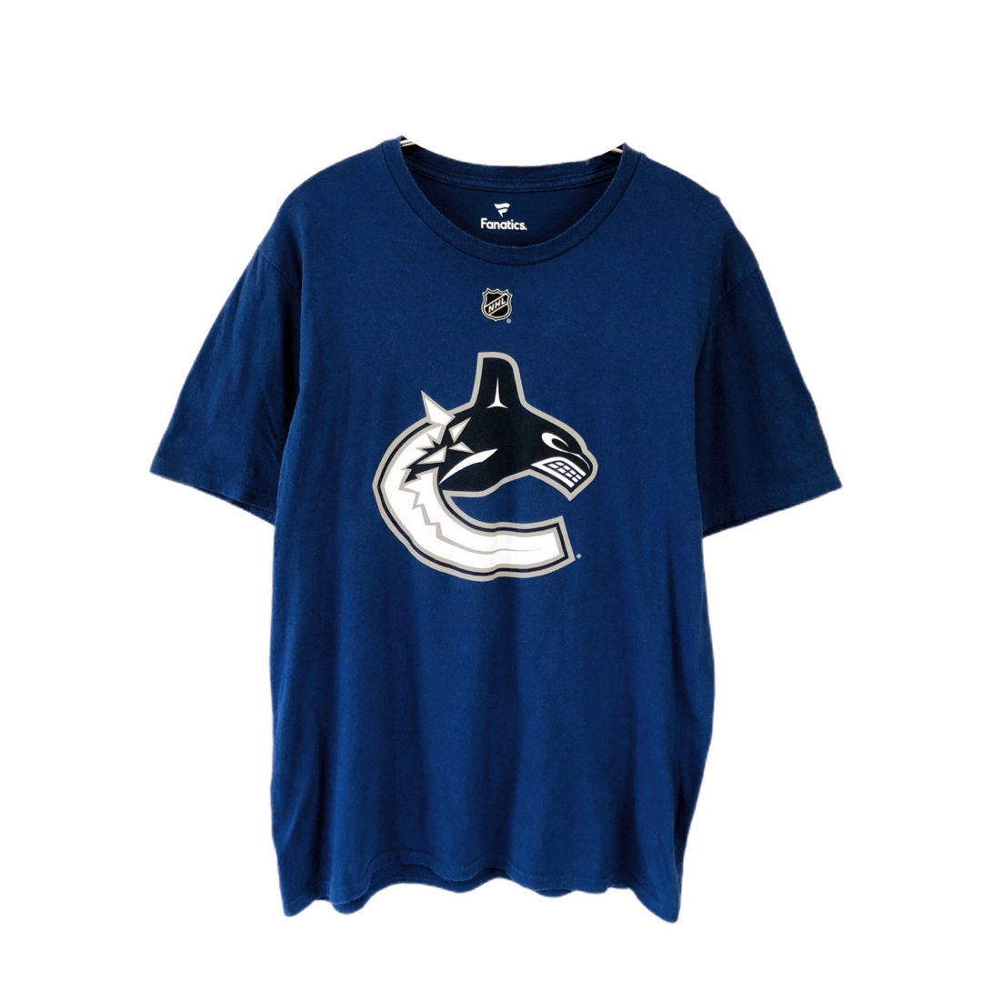 fanatic(ファナティック)のNHL　バンクーバーカナックス　 Boeser　6　Tシャツ　M　青　USA古着 メンズのトップス(Tシャツ/カットソー(半袖/袖なし))の商品写真