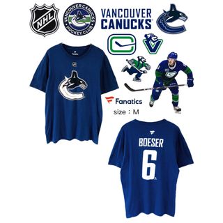 ファナティック(fanatic)のNHL　バンクーバーカナックス　 Boeser　6　Tシャツ　M　青　USA古着(Tシャツ/カットソー(半袖/袖なし))