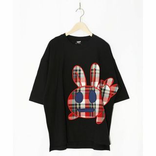 スカラー(ScoLar)のスカラーパリティ 342115 マドラスチェック柄 ウサギアップリケTシャツ(Tシャツ(半袖/袖なし))