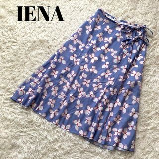 イエナ(IENA)のIENA イエナ　レトロフラワーラップスカート　ブルー　青　花柄　38 M(その他)