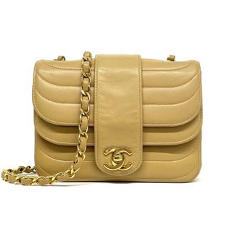 シャネル(CHANEL)のシャネル CHANEL カモメ ミニマトラッセ ダブルフラップ Wフラップ バッグ ショルダーバッグ ラムスキン ベージュ ゴールド金具 チェーンショルダーバッグ(ショルダーバッグ)