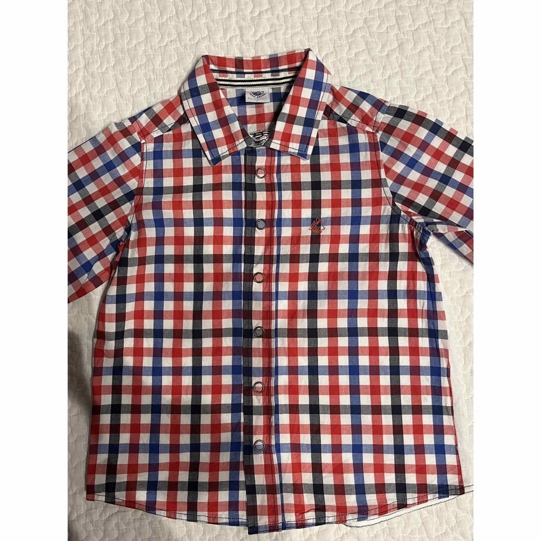 PETIT BATEAU(プチバトー)の値下げ　プチバトー　長袖チェックシャツ キッズ/ベビー/マタニティのキッズ服男の子用(90cm~)(ブラウス)の商品写真