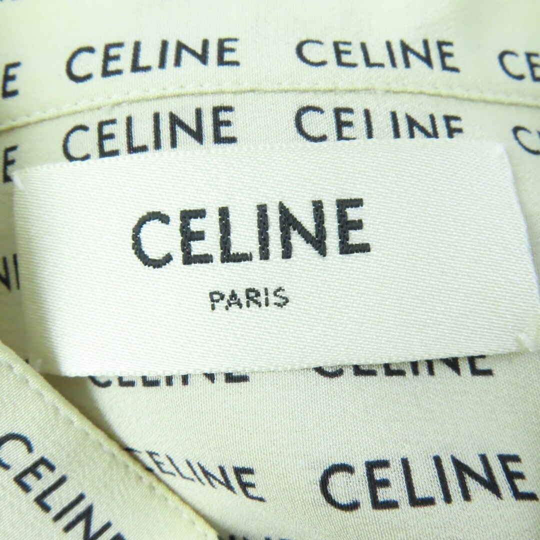 celine(セリーヌ)の極美品☆CELINE セリーヌ 2B5548430 シルク100％ ロゴデザイン クレープデシン 長袖 ブラウス ベージュ 38 フランス製 正規品 レディース レディースのトップス(シャツ/ブラウス(長袖/七分))の商品写真