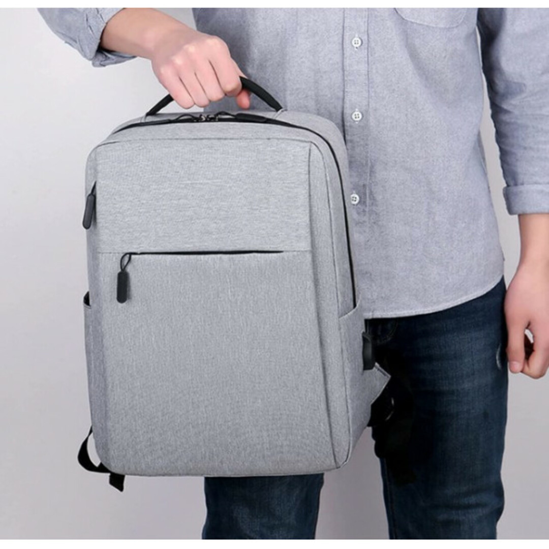 【即日発送】 USBポート付 バックパック リュックサック 通勤 通学 グレー メンズのバッグ(バッグパック/リュック)の商品写真