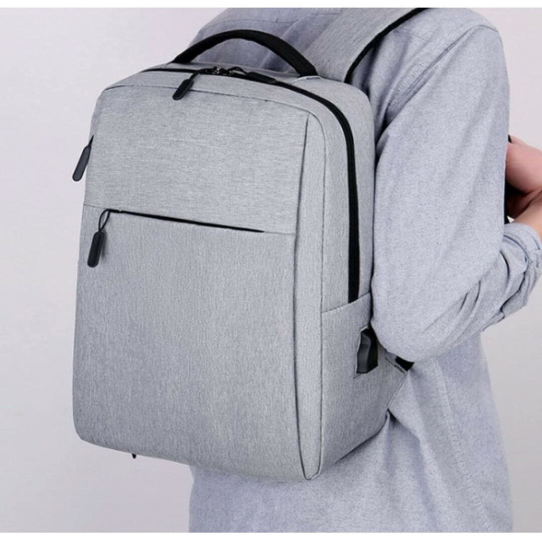【即日発送】 USBポート付 バックパック リュックサック 通勤 通学 グレー メンズのバッグ(バッグパック/リュック)の商品写真