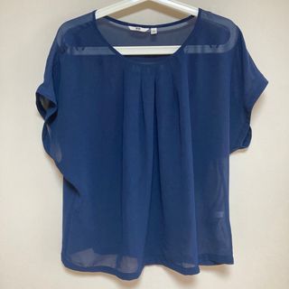 ユニクロ(UNIQLO)の美品 ユニクロ ふんわりシフォントップス 2Way Tシャツ シースルー 透け感(シャツ/ブラウス(半袖/袖なし))