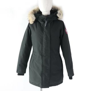 カナダグース(CANADA GOOSE)の良品☆CANADA GOOSE カナダグース 3037LA VICTORIA PARKA ヴィクトリアパーカー ファー・フード付 ダウンコート ブラック S 正規品 レディース(ダウンコート)