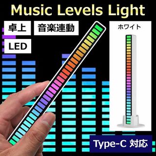 【新品】卓上 ミュージックリズム LEDライト 車 RGB 音楽連動 ホワイト(テーブルスタンド)
