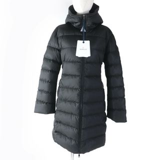 モンクレール(MONCLER)の未使用品☆MONCLER モンクレール 2022年製 DOMBES ロゴワッペン・フード付 ロング丈 ダウンコート ブラック 1 ハンガー付き 正規品 レディース(ダウンコート)