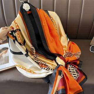 スカーフ　大判　ベルト　オレンジ　大人　上品　高級　韓国　フォーマル　結婚式　鞄(バンダナ/スカーフ)