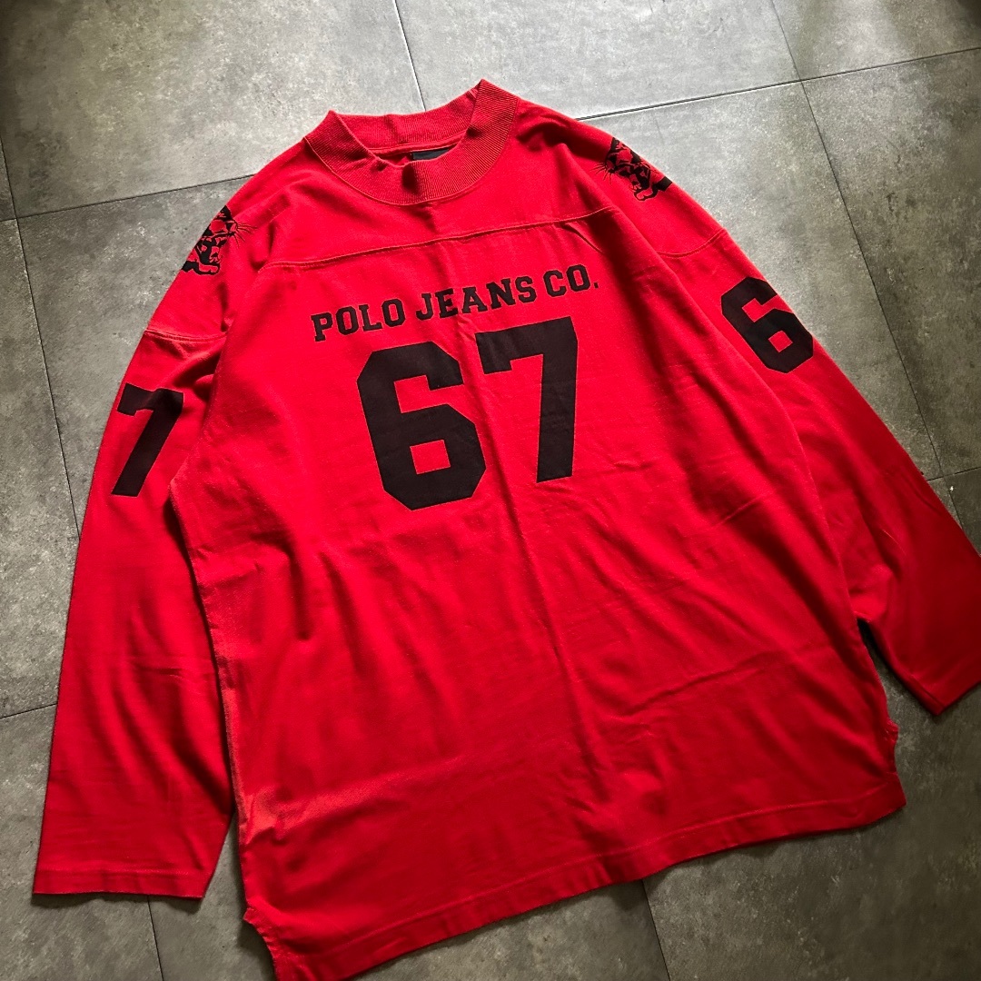 Ralph Lauren(ラルフローレン)の90s ラルフローレンポロジーンズ フットボールtシャツ M ナンバリング メンズのトップス(Tシャツ/カットソー(七分/長袖))の商品写真