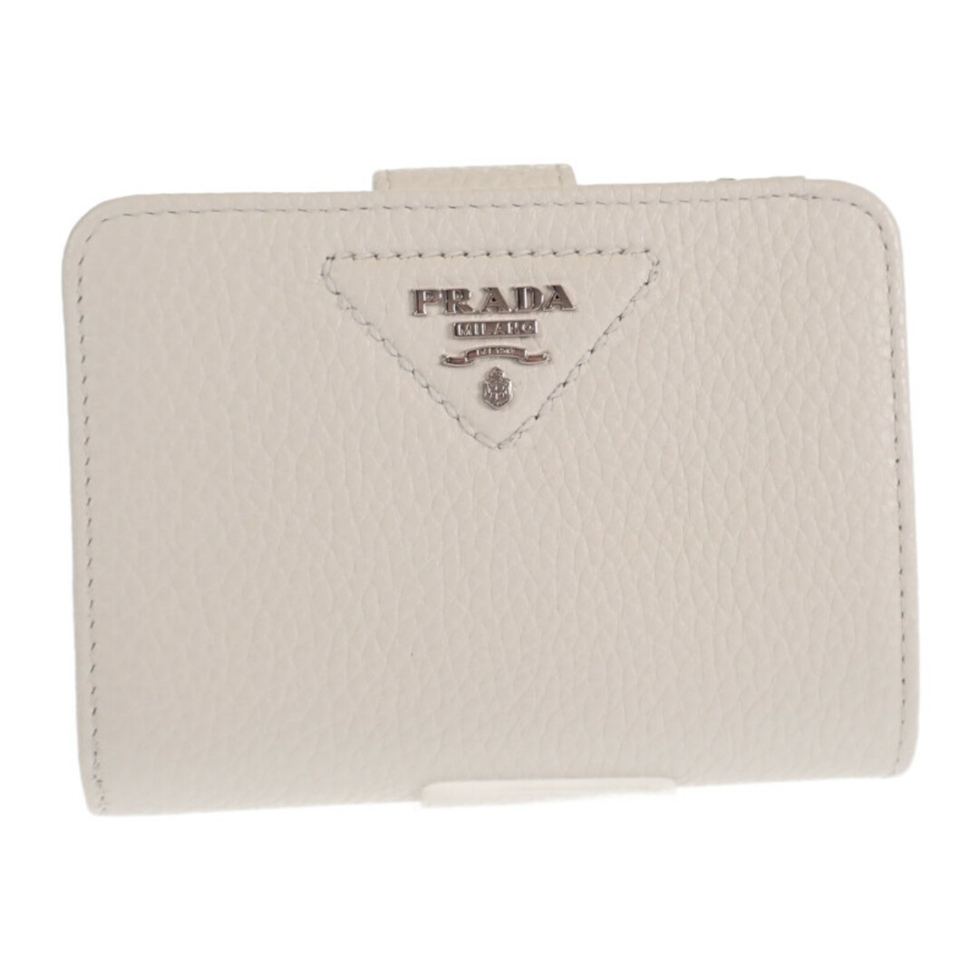 PRADA(プラダ)の【中古】【Aランク】PRADA プラダ ヴィッテロダイノレザー財布 二つ折り財布 1ML018_2BBE_F0009 ホワイト シルバー金具 レディース【ISEYA】 レディースのファッション小物(財布)の商品写真