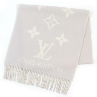 ルイヴィトン(LOUIS VUITTON)の極美品△LOUIS VUITTON ルイヴィトン 2023年製 M78909 マフラー・レイキャビック カシミヤ100％ モノグラム柄 ショール グレージュ 170×45 箱付き イタリア製 レディース(マフラー/ショール)