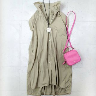 TICCA - 美品♪ティッカ TICCA フレンチスリーブ コットンシャツワンピース ベージュ