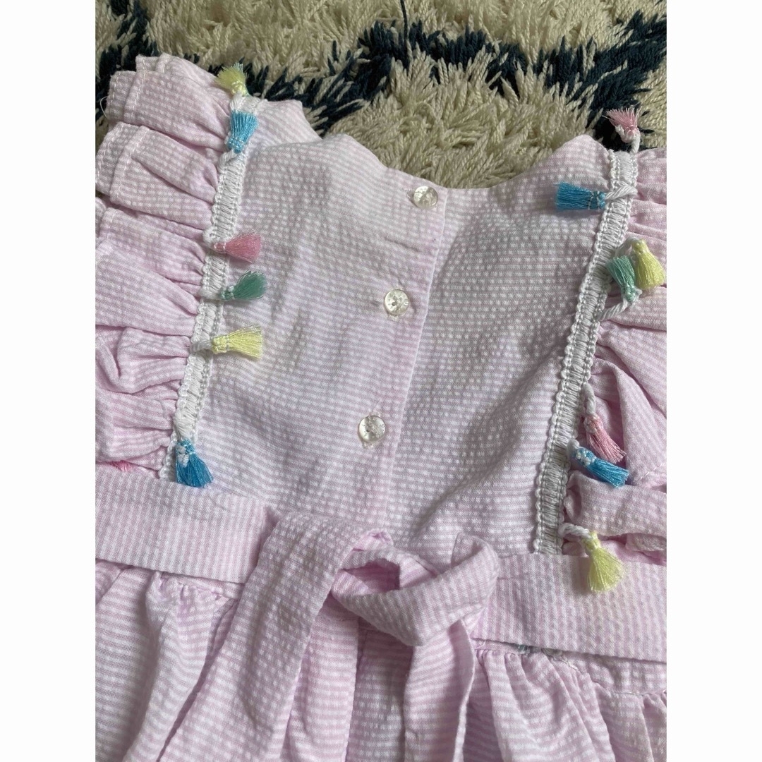 Pippa & Julie タッセルピンクストライプワンピース ノースリーブ キッズ/ベビー/マタニティのキッズ服女の子用(90cm~)(ワンピース)の商品写真