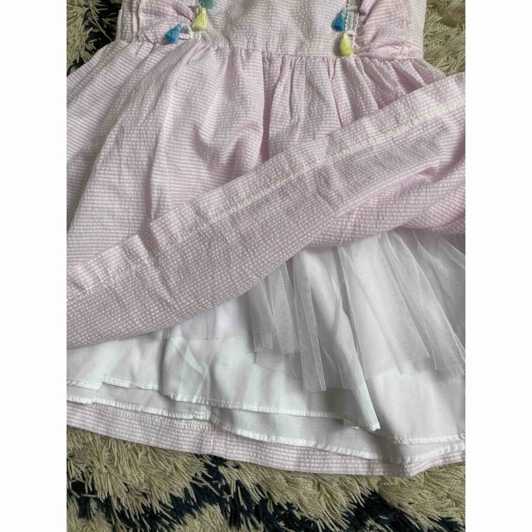 Pippa & Julie タッセルピンクストライプワンピース ノースリーブ キッズ/ベビー/マタニティのキッズ服女の子用(90cm~)(ワンピース)の商品写真