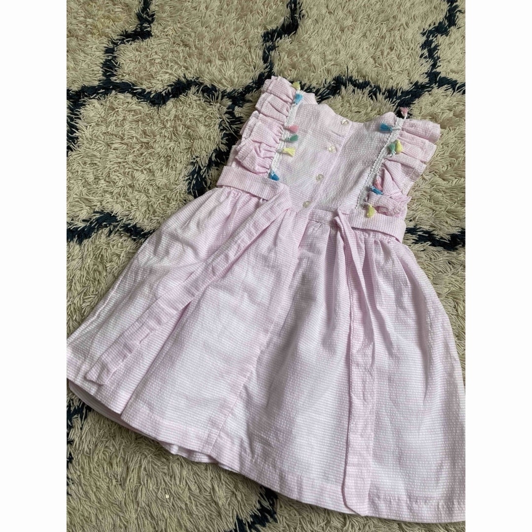 Pippa & Julie タッセルピンクストライプワンピース ノースリーブ キッズ/ベビー/マタニティのキッズ服女の子用(90cm~)(ワンピース)の商品写真